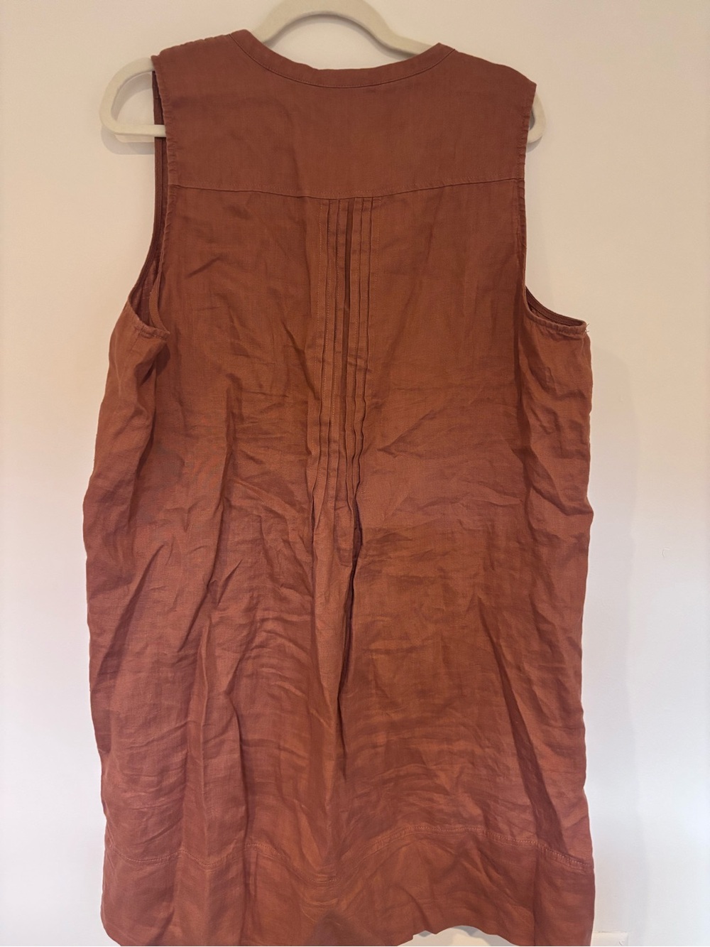 Quince Sleeveless Linen Swing Dress - Terracotta - Picture 6 of 6
